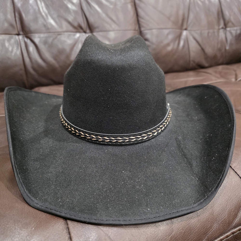 Elegant Black Western Hat with Braided Detail